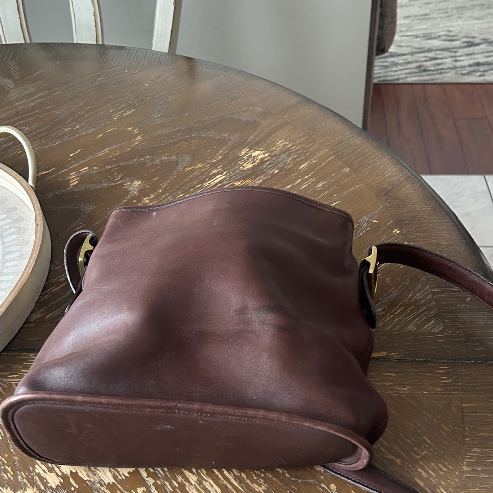 Rare🌹COACH Smooth Brown Leather Shoulder Bag! Bucket bag 6010 VTG Y2K - Picture 9 of 11